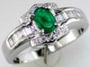 .80CT DIAMOND & AAA EMERALD 14KT WHITE GOLD 3D OVAL ROUND & BAGUETTE LOVE RING