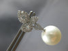 ESTATE LARGE 1.05CT DIAMOND & AAA SOUTH SEA PEARL 18K WHITE GOLD 3D MULTI LEAF EARRINGS