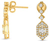 .73CT DIAMOND 14KT YELLOW GOLD ROUND & BAGUETTE CLUSTER OCTAGON HANGING EARRINGS