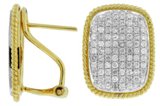 1.08CT DIAMOND 14KT YELLOW GOLD MULTI ROW RECTANGULAR CLIP ON HANGING EARRINGS