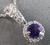 ESTATE .38CT DIAMOND & AAA AMETHYST 14K WHITE GOLD ROUND HALO FLOATING PENDANT