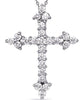 ESTATE .66CT DIAMOND 14KT WHITE GOLD 3D CLASSIC FLORAL CROSS FLOATING PENDANT