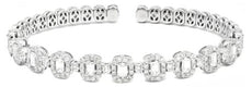 3.62CT DIAMOND 18KT WHITE GOLD 3D ROUND & BAGUETTE MULTI SQUARE BANGLE BRACELET