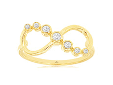 ESTATE .16CT DIAMOND 14K YELLOW GOLD ROUND GRADUATING JOURNEY INFINITY LOVE RING