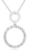ESTATE .17CT DIAMOND 14K WHITE GOLD BAGUETTE CIRCLE OF LIFE FUN FLOATING PENDANT