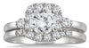 ESTATE 1.6CT DIAMOND 14KT WHITE GOLD 3D HALO SQUARE ENGAGEMENT WEDDING RING SET