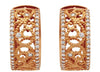 ESTATE WIDE .72CT DIAMOND 18KT ROSE GOLD FILIGREE ETOILE HOOP HANGING EARRINGS