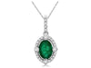 .84CT DIAMOND & AAA EMERALD 14KT WHITE GOLD OVAL & ROUND FLOWER FLOATING PENDANT