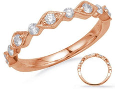 .31CT DIAMOND 14KT ROSE GOLD CLASSIC 9 STONE MULTI LEAF FILIGREE MILGRAIN RING