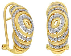 ESTATE .31CT DIAMOND 14KT YELLOW GOLD 3D MULTI OVAL FUN CLIP ON HANGING EARRINGS