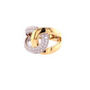ESTATE .49CT DIAMOND 18KT WHITE & YELLOW GOLD CLASSIC 2 ROW LOVE KNOT FUN RING