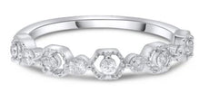 .29CT DIAMOND 18KT WHITE GOLD ROUND MULTI HEXAGON SEMI ETERNITY ANNIVERSARY RING