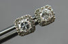 ESTATE .50CT DIAMOND 14K WHITE GOLD 3D CLASSIC ROUND SQUARE HALO STUD EARRINGS