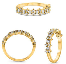 .50CT DIAMOND 14KT YELLOW GOLD ROUND & BAGUETTE SEMI ETERNITY ANNIVERSARY RING