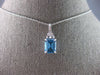 2.58CT DIAMOND & AAA BLUE TOPAZ 14KT WHITE GOLD 3D EMERALD CUT & ROUND PENDANT
