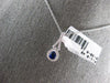 ESTATE .54CT DIAMOND & AAA SAPPHIRE 18KT WHITE GOLD PEAR SHAPE FLOATING PENDANT