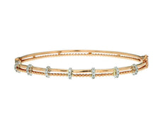 .28CT DIAMOND 14KT ROSE GOLD 3D 2 ROW BEADED SEMI ETERNITY CUFF BANGLE BRACELET