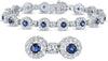 8.55CT DIAMOND & AAA SAPPHIRE 14KT WHITE GOLD 3D MULTI FLOWER BANGLE BRACELET