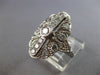 ANTIQUE LARGE .85CT DIAMOND 14KT WHITE GOLD 3D FILIGREE FLORAL FUN RING #28141