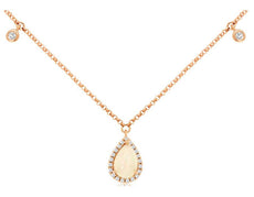 .52CT DIAMOND & AAA OPAL 14KT ROSE GOLD 3D PEAR SHAPE & ROUND TEAR DROP NECKLACE