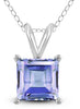 .35CT AAA TANZANITE 14K WHITE GOLD 3D PRINCESS SQUARE SOLITAIRE FLOATING PENDANT