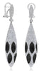 LARGE 5.62CT WHITE & BLACK DIAMOND 14K WHITE GOLD ELONGATED FUN HANGING EARRINGS