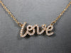ESTATE .16CT DIAMOND 18KT ROSE GOLD 3D CLASSIC SCRIPT LOVE NECKLACE