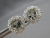 LARGE .87CT DIAMOND 18K WHITE GOLD 3D ROUND FLOWER HALO SEMI MOUNT STUD EARRINGS