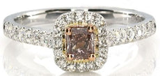 .53CT WHITE & PINK DIAMOND 18KT WHITE & ROSE GOLD 3D CUSHION & ROUND SQUARE RING