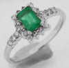.90CT DIAMOND & AAA EMERALD 14KT WHITE GOLD SQUARE HALO FRIENDSHIP PROMISE RING