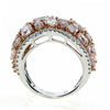 3.81CT WHITE & PINK DIAMOND 18KT WHITE & ROSE GOLD MULTI SHAPE CLUSTER LOVE RING