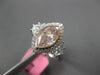 ESTATE LARGE GIA 1.75CT WHITE & PINK DIAMOND 18K WHITE ROSE GOLD ENGAGEMENT RING
