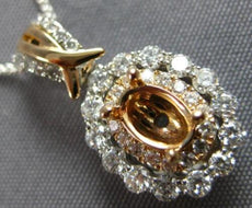 .50CT DIAMOND 18K WHITE & ROSE GOLD OVAL DOUBLE HALO SEMI MOUNT FLOATING PENDANT