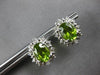 2.52CT DIAMOND & AAA PERIDOT 14K WHITE GOLD 3D FLOWER OVAL & ROUND STUD EARRINGS