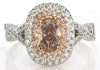 CERTIFIED 1.48CT WHITE & PINK DIAMOND 18K WHITE & ROSE GOLD OVAL ENGAGEMENT RING