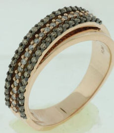 .39CT WHITE & CHOCOLATE FANCY DIAMOND 14KT ROSE GOLD MULTI ROW CRISS CROSS RING