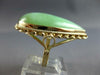 ANTIQUE EXTRA LARGE AAA JADE 14K YELLOW GOLD PEAR SHAPE FILIGREE FUN RING #27610