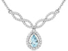 .60CT DIAMOND & AAA AQUAMARINE 14KT WHITE GOLD ROUND & PEAR SHAPE LOVE NECKLACE
