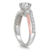 1.25CT DIAMOND 14KT WHITE & ROSE GOLD 3D 3 STONE CRISS CROSS ENGAGEMENT RING
