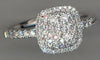 ESTATE .51CT DIAMOND 14KT WHITE GOLD 3D CLASSIC CLUSTER SQUARE HALO FUN RING