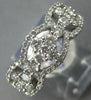 ESTATE 1.0CT DIAMOND 14K WHITE GOLD 3D FLOWER HALO PAST PRESENT FUTURE LOVE RING