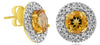 2.58CT DIAMOND & AAA CITRINE 14KT YELLOW GOLD 3D ROUND SOLITAIRE FLOWER EARRINGS