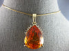 LARGE 15.37CT DIAMOND & AAA CITRINE 14KT YELLOW GOLD PEAR SHAPE & ROUND PENDANT