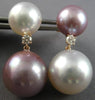 LARGE DIAMOND & AAA WHITE & PINK SOUTH SEA PEARL 18KT ROSE GOLD HANGING EARRINGS