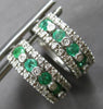 1.10CT DIAMOND & AAA EMERALD 14KT WHITE GOLD HUGGIE HOOP HANGING EARRINGS #27895