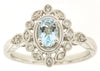 .55CT DIAMOND & AAA AQUAMARINE 14KT WHITE GOLD OVAL & ROUND FRIENDSHIP LOVE RING