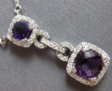 1.26CT DIAMOND & AAA AMETHYST 14K WHITE GOLD CUSHION & ROUND FUN LARIAT NECKLACE