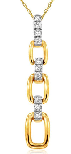 ESTATE .10CT DIAMOND 14KT 2 TONE GOLD MULTI LINK LOVE KNOT FUN FLOATING PENDANT