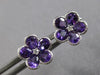 1.33CT DIAMOND & AAA AMETHYST 14K WHITE GOLD 3D PEAR SHAPE & ROUND STUD EARRINGS