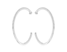 ESTATE LARGE .30CT DIAMOND 14KT WHITE GOLD 3D INSIDE OUT HOOP HANGING EARRINGS